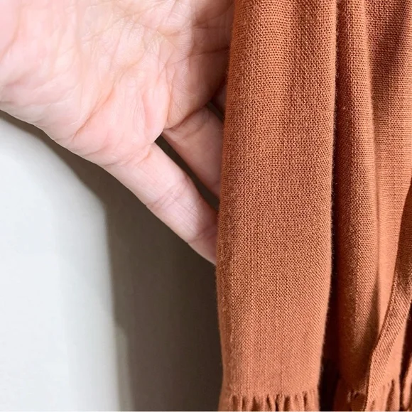 Christy Dawn The Augusta Midi Dress (Sz S) Short Puff Tie Sleeve Wrap Rust - Picture 11 of 16